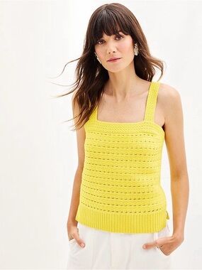 Sonoma Goods For Life Square neck Crochet Sweater Yellow Tank Top